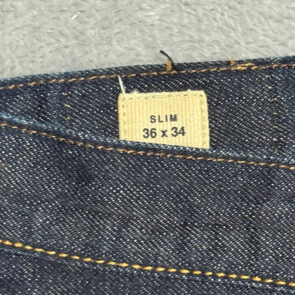 Gap Jeans Mens 36x34 Dark Indigo 1969 Kaihara Japanese Selvedge Slim Button Fly